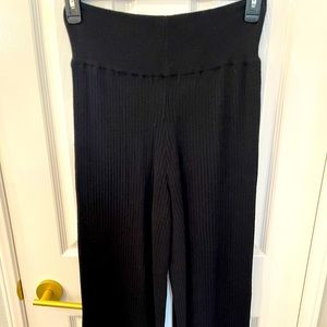 Aqua black ribbed sweater pants, wide leg, Medium, NWT